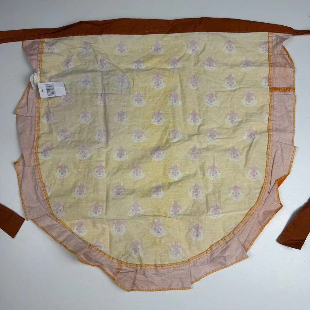 Disney Parks Dale Chip n Dale Yellow Acorn Pocket Ruffle Half Apron New